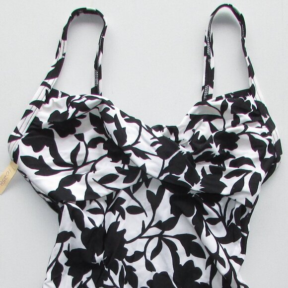 BODY ID Black Floral 1 Piece Swimsuit - Sz 8 - NEW - Picture 9 of 9